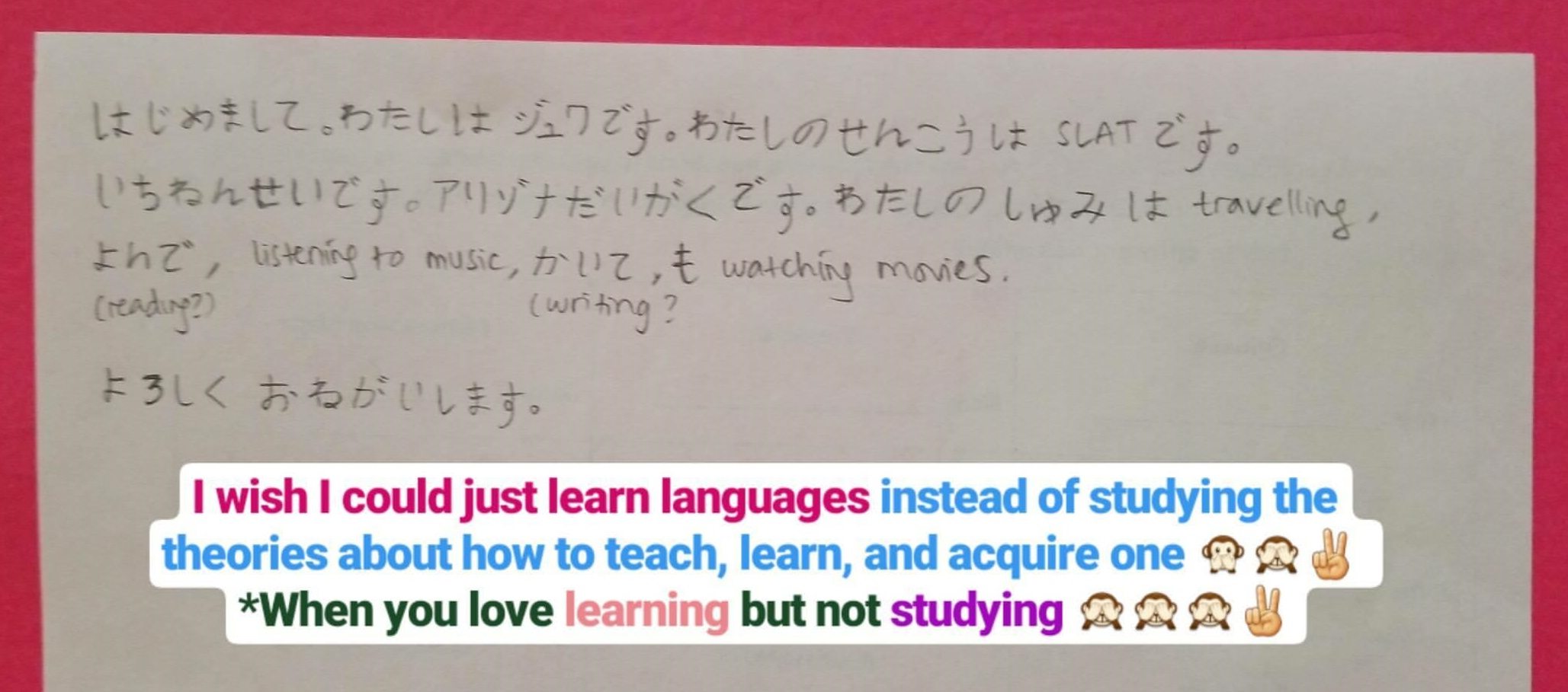 Highlights on my Japanese class: Foreign language teaching and learning